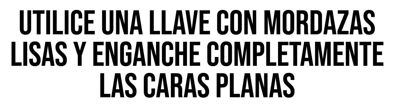 UTILICE UNA LLAVE CON MORDAZAS LISAS Y ENGANCHE COMPLETAMENTE LAS CARAS PLANAS